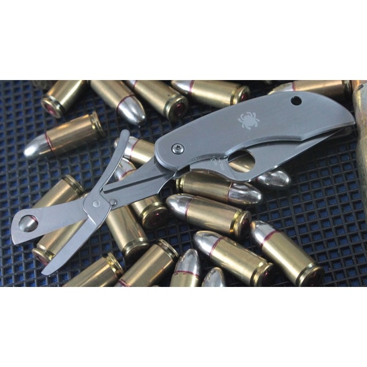 Couteau Spyderco ClipiTool Acier 8Cr13MoV Manche Acier Ciseaux SC169P - Livraison Gratuite