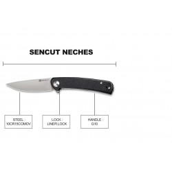 Couteau SENCUT Neches Black Manche G10 Lame Satin Acier 10Cr15CoMoV IKBS Linerlock Clip SA09A - Livraison Gratuite