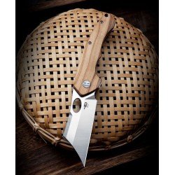 Couteau Bestech Skirmish Olivewood Manche Bois Lame Cleaver Acier 154CM IKBS Linerlock Clip BTKL06B - Livraison Gratuite