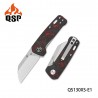 Couteau QSP Mini Penguin Red Lame Acier 14C28N Satin Manche FCarbone IKBS Linerlock Clip QS130XSE1 - Livraison Gratuite