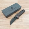 Couteau QSP Mini Penguin Red Lame Acier 14C28N Black Manche FCarbone IKBS Linerlock Clip QS130XSE2 - Livraison Gratuite