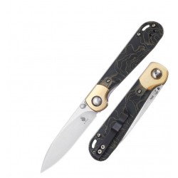 Couteau Kizer PPY Raffir Lame Acier S35VN Manche Raffir/Laiton IKBS Linerlock Clip KI3587A1 - Livraison Gratuite