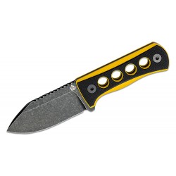 Couteau de Cou QSP Canary Black/Yellow Lame Acier 14C28N Black Manche G10 Etui Kydex QS141A2 - Livraison Gratuite
