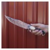 Couteau BucknBear Kings Stag Bowie Lame Acier Damas 256 Couches Manche Bois de Cerf Etui Cuir BNB123213 - Livraison Gratuite