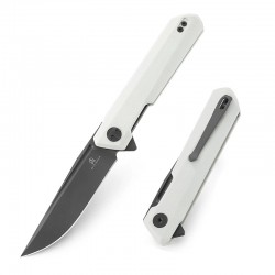 Couteau Bestech Bestechman Dundee White Lame Acier D2 Manche G10 IKBS Linerlock Clip BTKMK01I - Livraison Gratuite