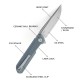 Couteau Bestech Bestechman Dundee Grey Lame Acier D2 Manche G10 IKBS Linerlock Clip BTKMK01C - Livraison Gratuite
