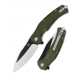 Couteau QSP Snipe Green Manche G10 Lame Acier D2 IKBS Linerlock Clip QS121B - Livraison Gratuite