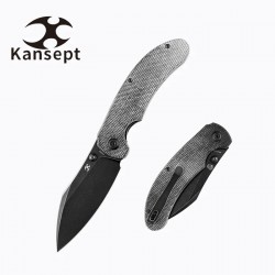 Couteau Kansept Nesstreet Black Lame Acier CPM-S35Vn BW Manche Micarta IKBS Linerlock Clip K1039A2 - Livraison Gratuite