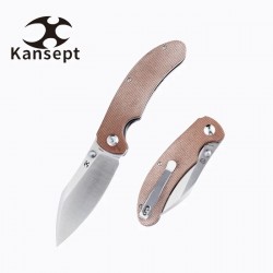 Couteau Kansept Nesstreet Brown Lame Acier CPM-S35Vn BW Manche Micarta IKBS Linerlock Clip K1039A1 - Livraison Gratuite