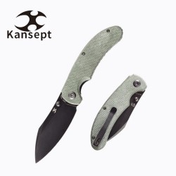 Couteau Kansept Nesstreet Green Lame Acier CPM-S35Vn BW Manche Micarta IKBS Linerlock Clip K1039A3 - Livraison Gratuite