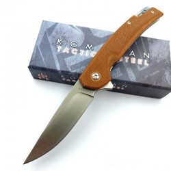 Couteau Komoran Brown Manche Micarta Lame Acier Inox Linerlock Clip KO038 - Livraison Gratuite