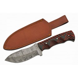 Couteau De Chasse Damas Magma Hunter Micarta Lame Acier Damas 256 Couches Etui Cuir DM1330 - Livraison Gratuite