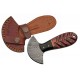 Couteau D'Esquimau Ulu Cutter Red Manche Bois & Corne Lame 256 Couches Etui Cuir DM1298RD - Livraison Gratuite