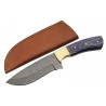 Couteau De Chasse Damas Opal Blue Hunter Lame Acier Damas 256 Couches Etui Cuir DM1312 - Livraison Gratuite