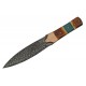 Couteau Damas Flint Lame Acier Damas 256 Couches Manche Os Etui Cuir DM1270 - Livraison Gratuite