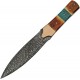 Couteau Damas Flint Lame Acier Damas 256 Couches Manche Os Etui Cuir DM1270 - Livraison Gratuite