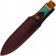 Couteau Damas Flint Lame Acier Damas 256 Couches Manche Os Etui Cuir DM1270 - Livraison Gratuite