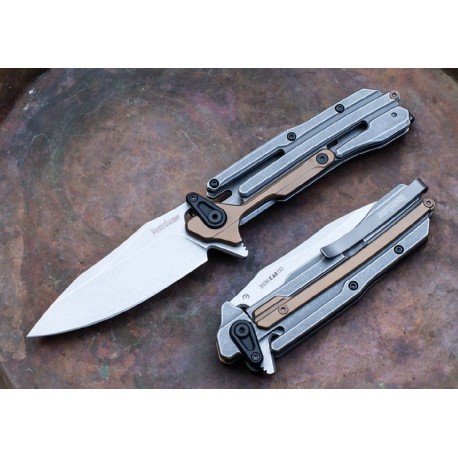 Couteau Kershaw Frontrunner Lame Acier D2 Manche Acier IKBS Framelock Clip KS2039 - Livraison Gratuite