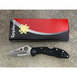 Couteau Spyderco Delica 4 Red Line Lame Acier VG10 Combo Manche FRN Lockback Clip Japan SC11FPSBKRD - Livraison Gratuite