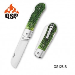 Couteau QSP Worker Green Lame Acier N690 Manche Os IKBS Lockback QS128B - Livraison Gratuite