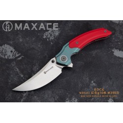 Couteau Maxace Rock Red Manche G10/Titane Lame Acier M390 IKBS Linerlock Clip MAXMRK02 - Livraison Gratuite