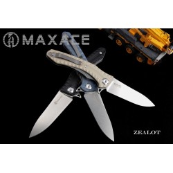 Couteau Maxace Zealot Tan Lame Acier Bohler K110 IKBS G10 Handle Linerlock Clip MAXMCZ203 - Livraison Gratuite