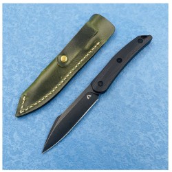 Couteau CMB Kisame Black Lame Acier 14C28N Blackwash Manche G10 Etui Cuir CMBFB01D - Livraison Gratuite