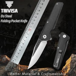 Couteau Trivisa Orion Black Lame Acier D2 Manche G10 IKBS Linerlock Clip TVTY01BDG - Livraison Gratuite