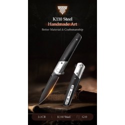 Couteau Trivisa Leominor Blackwash Lame Acier Bohler K110 Black Manche G10 IKBS Linerlock Clip TVXW01BKG - Livraison Gratuite