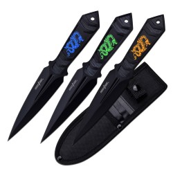 3 Couteaux De Lancer Perfect Point Throwing Ninja Set Lame Acier Inox Etui Nylon PP1333 - Livraison Gratuite