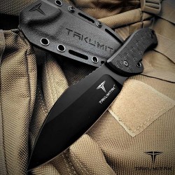 Couteau Takumitak DAY 500 Neckmuk Black Lame Acier D2 Manche G10 Etui Kydex TKF206BK - Livraison Gratuite