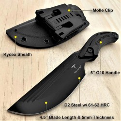 Couteau Takumitak HUNTER Straight Back Lame Acier D2 Manche G10 Etui Kydex TKF207BK - Livraison Gratuite