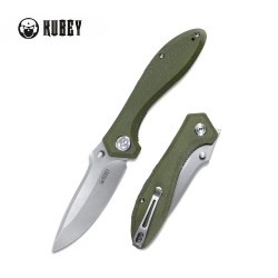 Couteau Kubey Ruckus OD Green Manche Micarta Lame Acier AUS-10 IKBS Linerlock Clip KUB314E - Livraison Gratuite 