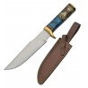 Couteau Bowie Blue Thunder Bone Manche Os Lame Acier Inox Etui Cuir PA203467 - Livraison Gratuite