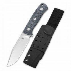 Couteau de Survie QSP Knife Bison Lame Acier D2 Manche Denim Jean Micarta Etui Kydex QS134B - Livraison Gratuite