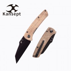 Couteau Kansept Main Street Brown Lame Acier 154CM Manche Micarta Linerlock Clip KT1015A7 - Livraison Gratuite