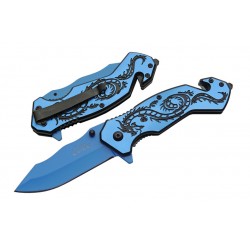 Lot de 3 Couteau Rite Edge Flying Dragon Blue Lame Acier Inox Manche Alu CN300586BL - Livraison Gratuite