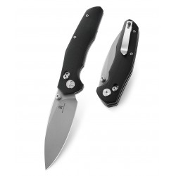 Couteau Bestech Ronan Black Manche G10 Lame Acier 14C28N Stonewash IKBS Crossbar Lock Clip BTKMK02D - Livraison Gratuite