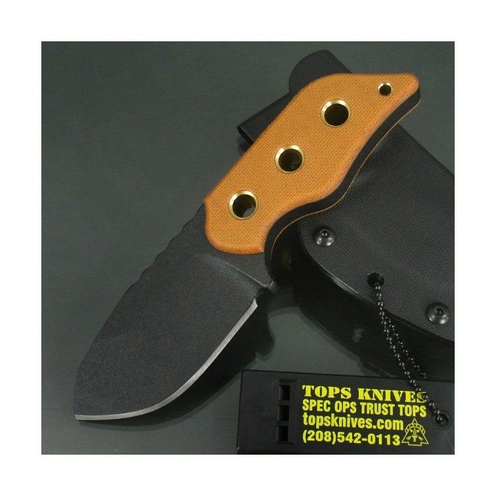 Couteau de Survie Tops Lil Roughneck Lame Acier 5160 Manche Micarta Etui Kydex Made In USA TPLRNK01 - Livraison Gratuite