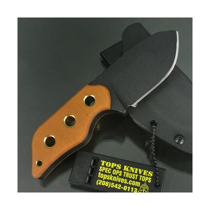 Couteau de Survie Tops Lil Roughneck Lame Acier 5160 Manche Micarta Etui Kydex Made In USA TPLRNK01 - Livraison Gratuite