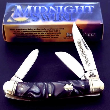 Couteau Rough Ryder Gentlemans Stockman Midnight Canif 3 Lames Acier 440 Manche Résine RR959 - Livraison Gratuite