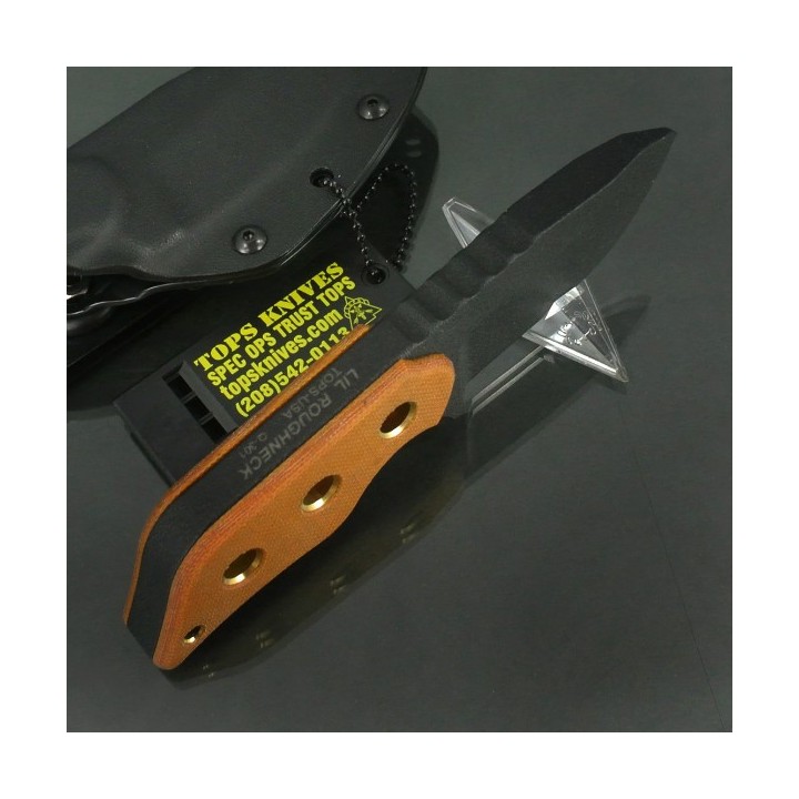 Couteau de Survie Tops Lil Roughneck Lame Acier 5160 Manche Micarta Etui Kydex Made In USA TPLRNK01 - Livraison Gratuite