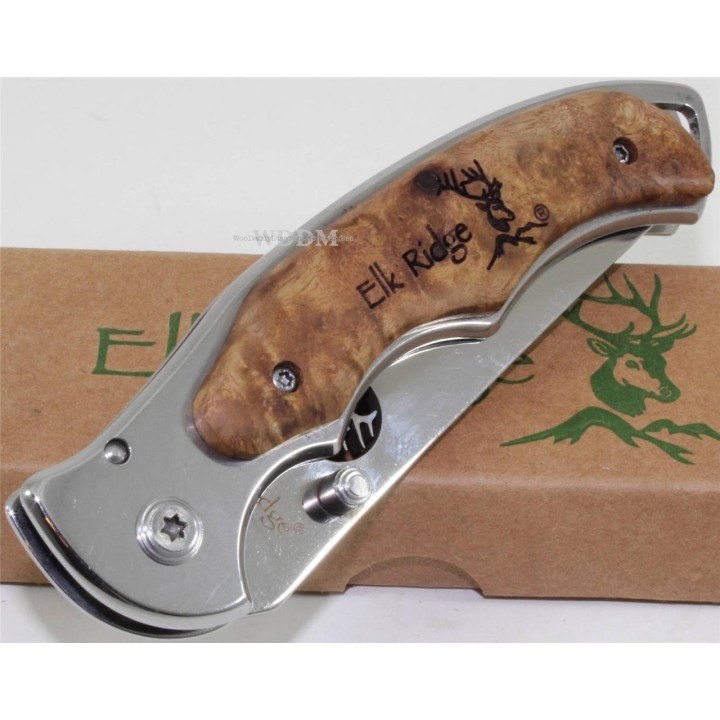 Couteau Elk Ridge Maple Framelock Lame Acier 440 Manche Bois ER519 - Livraison Gratuite