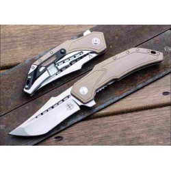 Couteau Begg Knives Astio Tan Lame Tanto D2 Manche G10/Stainless IKBS Framelock Clip BG009 - Livraison Gratuite