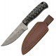 Couteau De Chasse Lame Damas 256 Couches Manche Bois Etui Cuir DM1360 - Livraison Gratuite