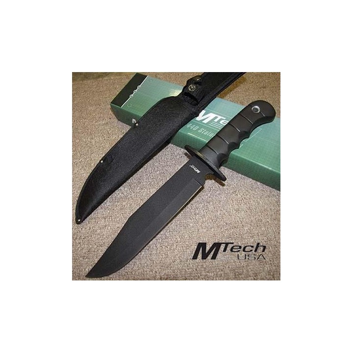 Couteau de Survie Mtech Bowie Lame Acier 440 Manche Abs Etui Nylon MT096 - Livraison Gratuite