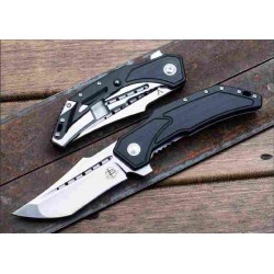 Couteau Begg Knives Astio Black Lame Tanto D2 Manche G10/Stainless IKBS Framelock Clip BG008 - Livraison Gratuite