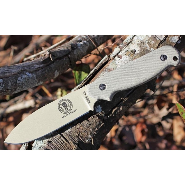 Couteau de Survie ESEE Laser Strike Acier 1095 Desert Tan Manche Micarta Made In USA ESLSPDT - Livraison Gratuite