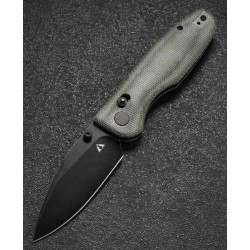 Couteau CMB Made Knives Predator Green Micarta Lame Acier 14C28N Blackwash IKBS Axis Lock Clip CMB08LB - Livraison Gratuite