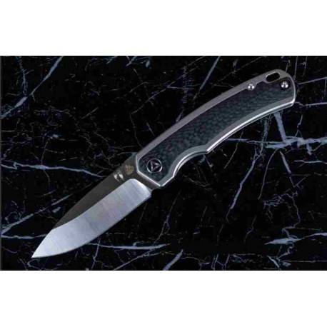 Couteau QSP Puffin Gray Manche Titane/Fibre Carbone Lame Acier S35VN IKBS Framelock Clip QS127E2 - Livraison Gratuie